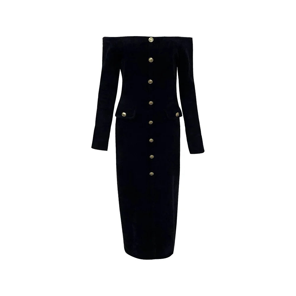 Knitted single breasted corset dress
