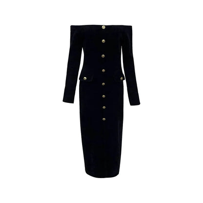 Knitted single breasted corset dress