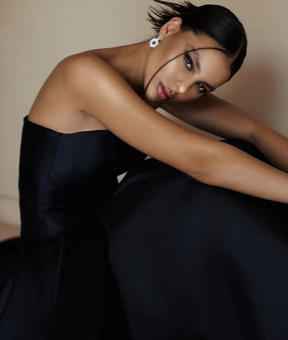 Elegant strapless a-line party evening dress