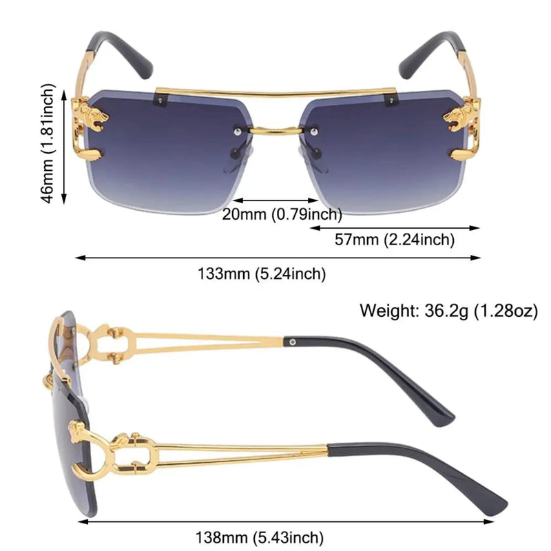 Retro Cheetah Decoration Rimless Sunglasses