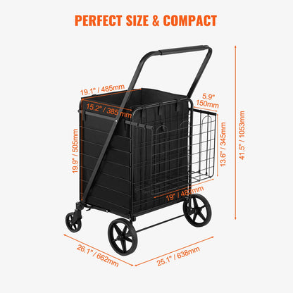Folding Shopping Cart with Removable Waterproof Liner