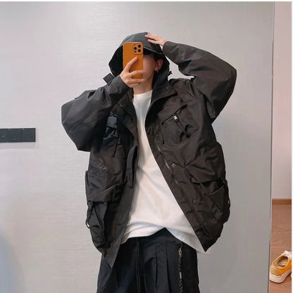 Winter retro multi-pocket waterproof jacket