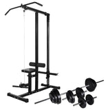 Power Tower with Barbell & Dumbbell Set