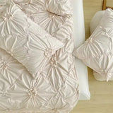 Elegant 3D Twist Flowers King Size Bedding Set