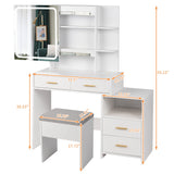 4-Drawer Dressing Table Set with Mirror Cabinet