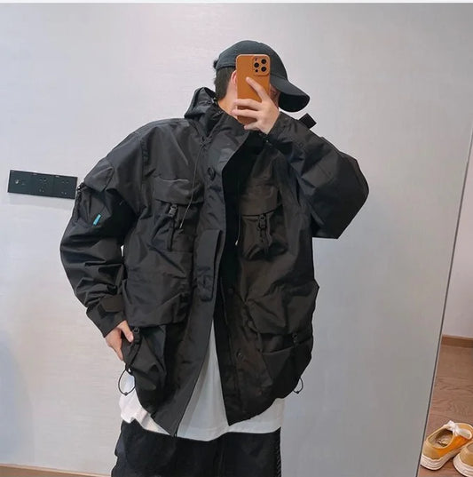 Winter retro multi-pocket waterproof jacket
