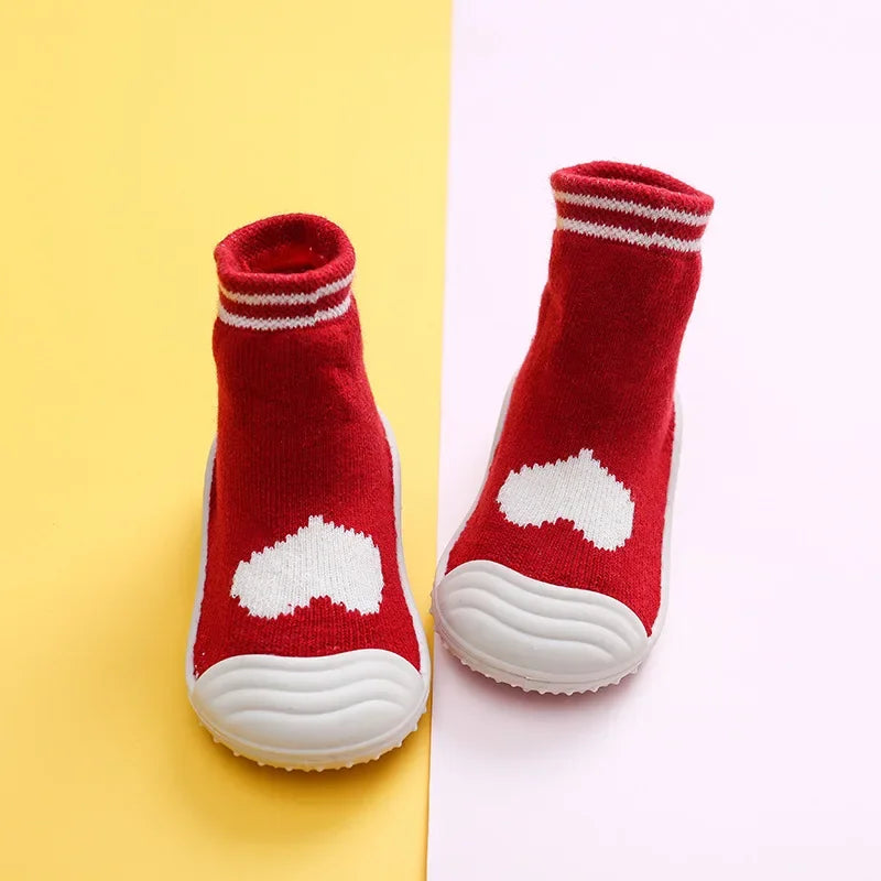 Rubber sole cartoon toddler socks shoes