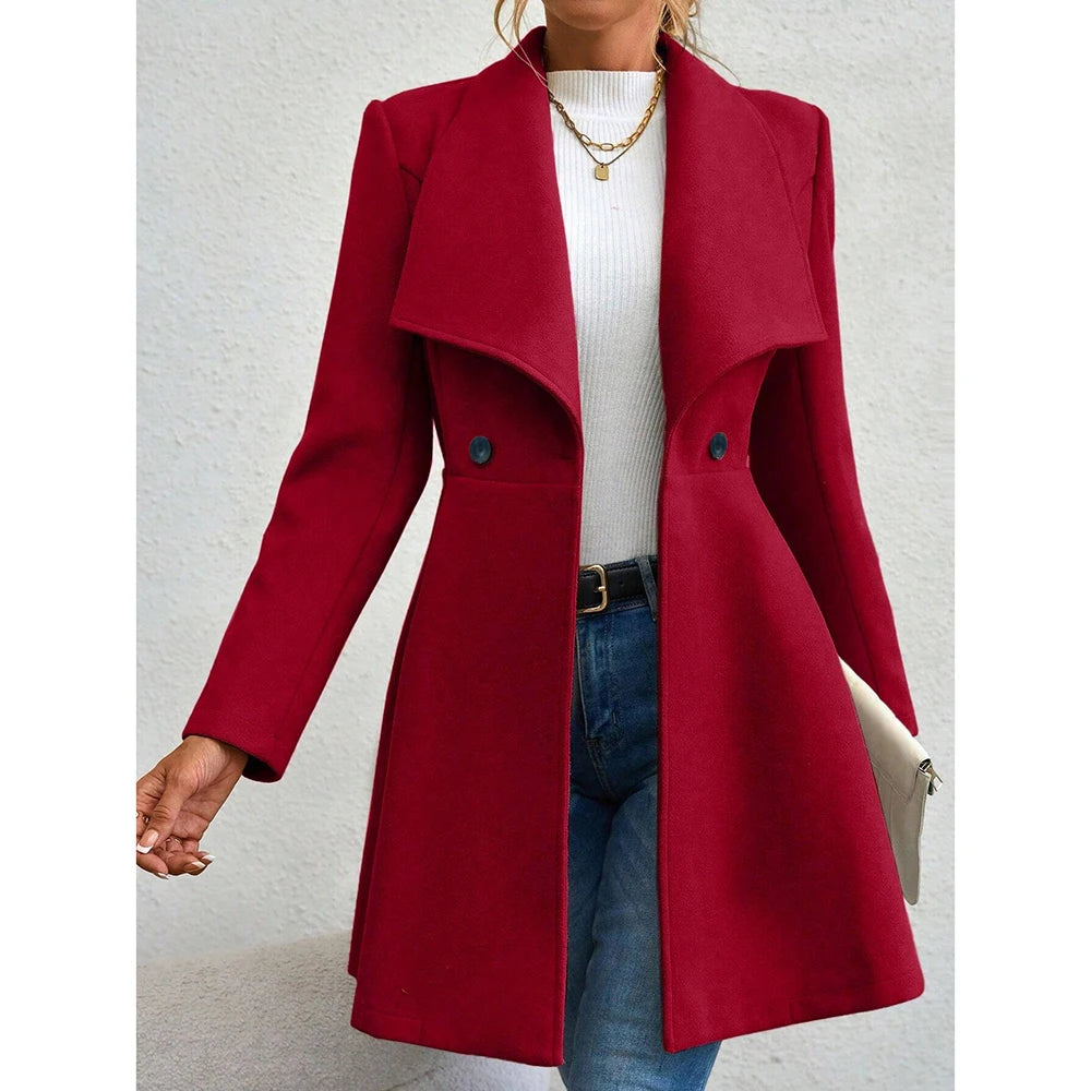 Long sleeve lapel button-up work coat