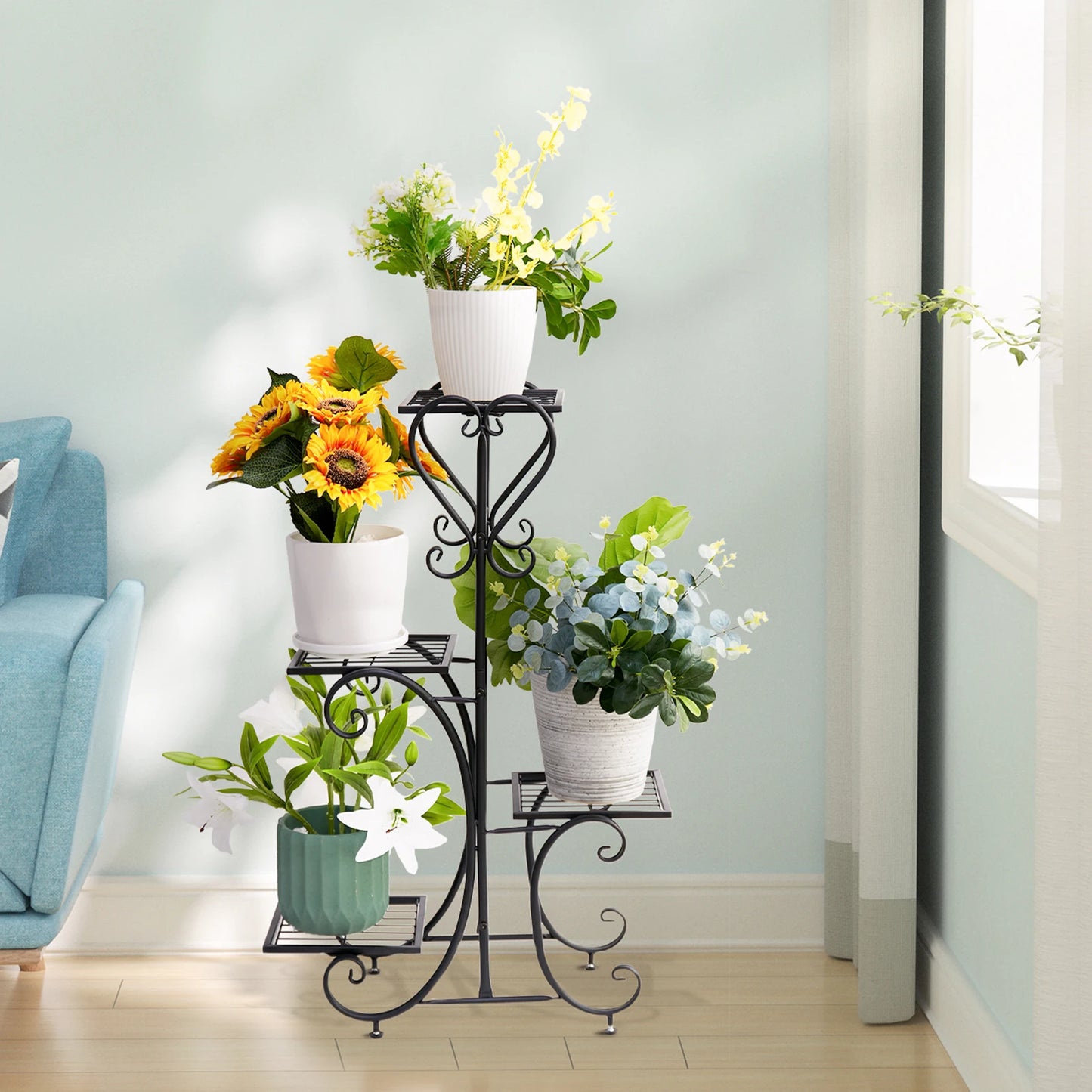 Metal outdoor indoor garden plant stand