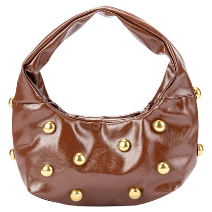 Elegant pu leather rivet shoulder bag