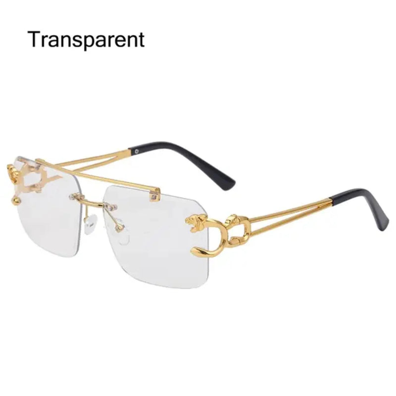 Retro Cheetah Decoration Rimless Sunglasses