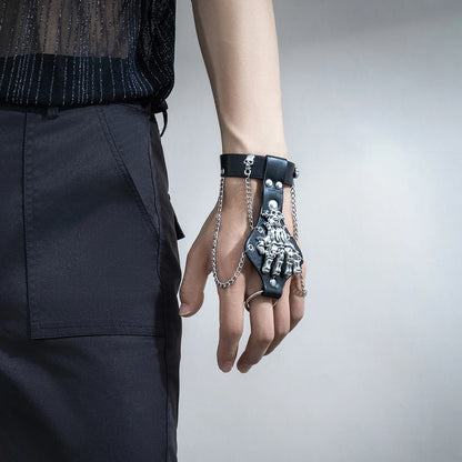 Goth PU Leather Skull Halloween Bracelets