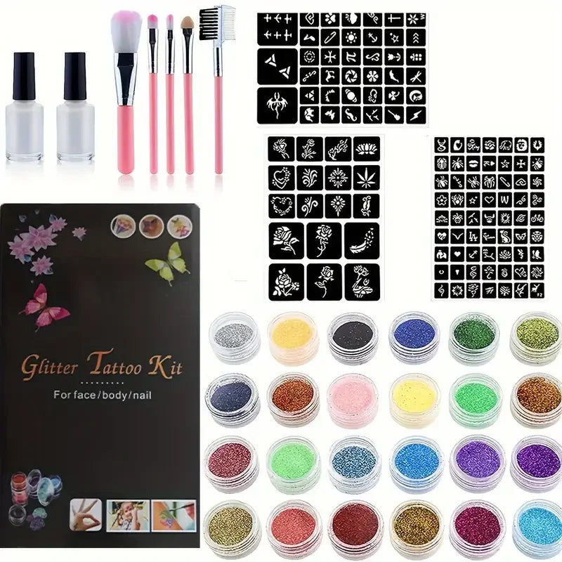 Glitter Temporary Tattoo Set