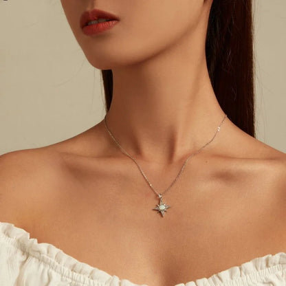 S925 Silver Star Opal Necklace