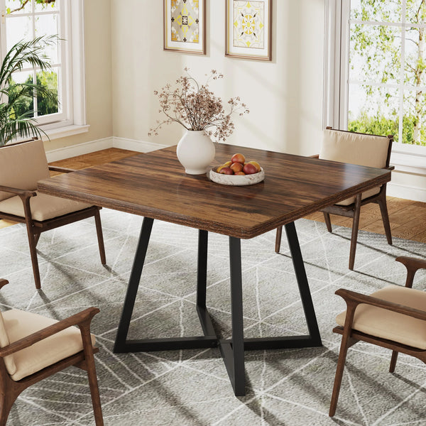 Square Dining Table with Metal Base