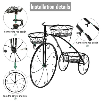 Wrought iron tricycle planter
