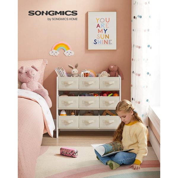 Kid Toy Shelf with 9 Non-Woven Fabric Boxes