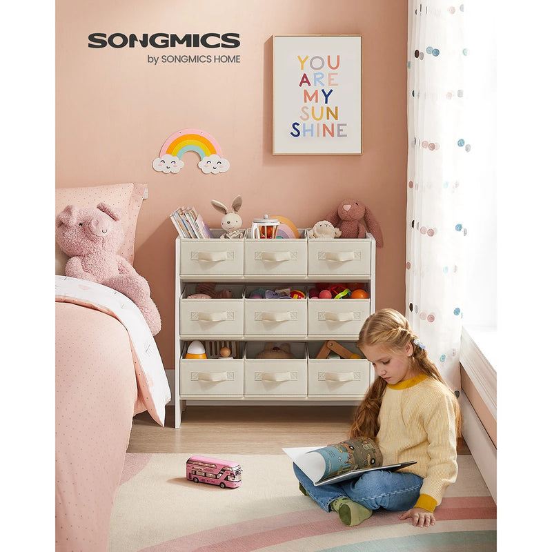 Kid Toy Shelf with 9 Non-Woven Fabric Boxes