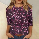 Heart Print Long Sleeve Top For Women