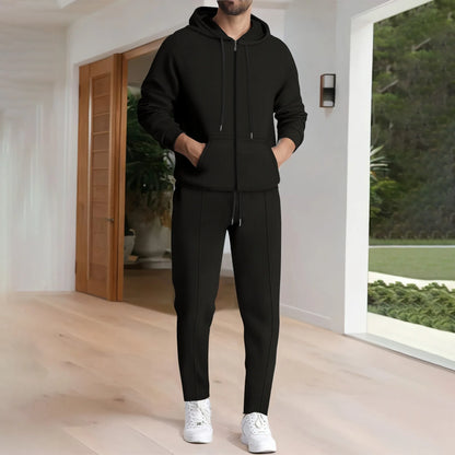 Men's plain waffle long sleeve pants suit