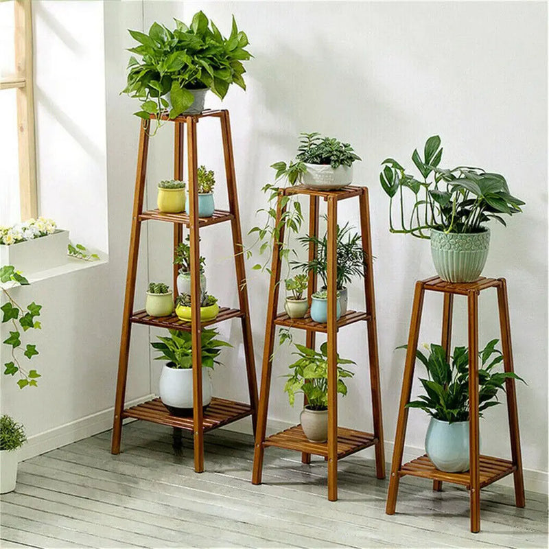 Garden Vintage Tall Plant Stand Bamboo Planter