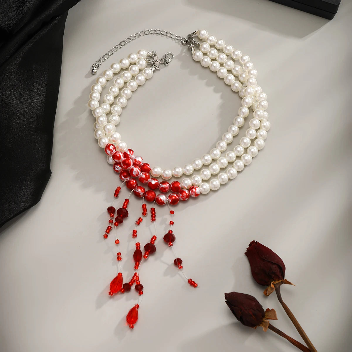 Halloween Vintage Imitation Pearl Tassel Pendant Necklace