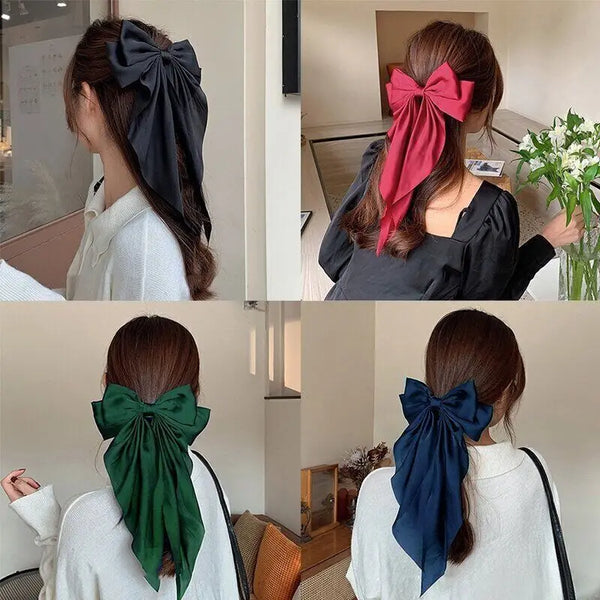 Large Bow Ribbon Barrettes Steel Hairpin