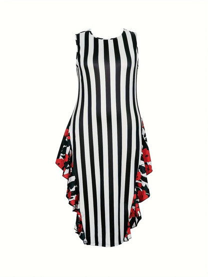 Plus size women's casual fashion sleeveless dress