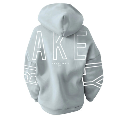 Women's letter printed long sleeved hooded pullover