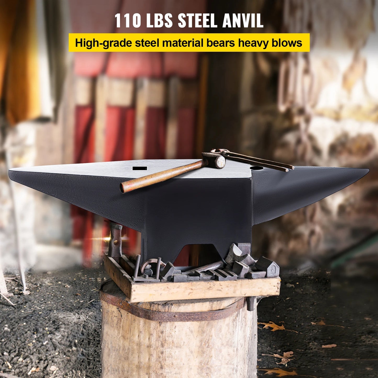 Single round horn anvil steel block