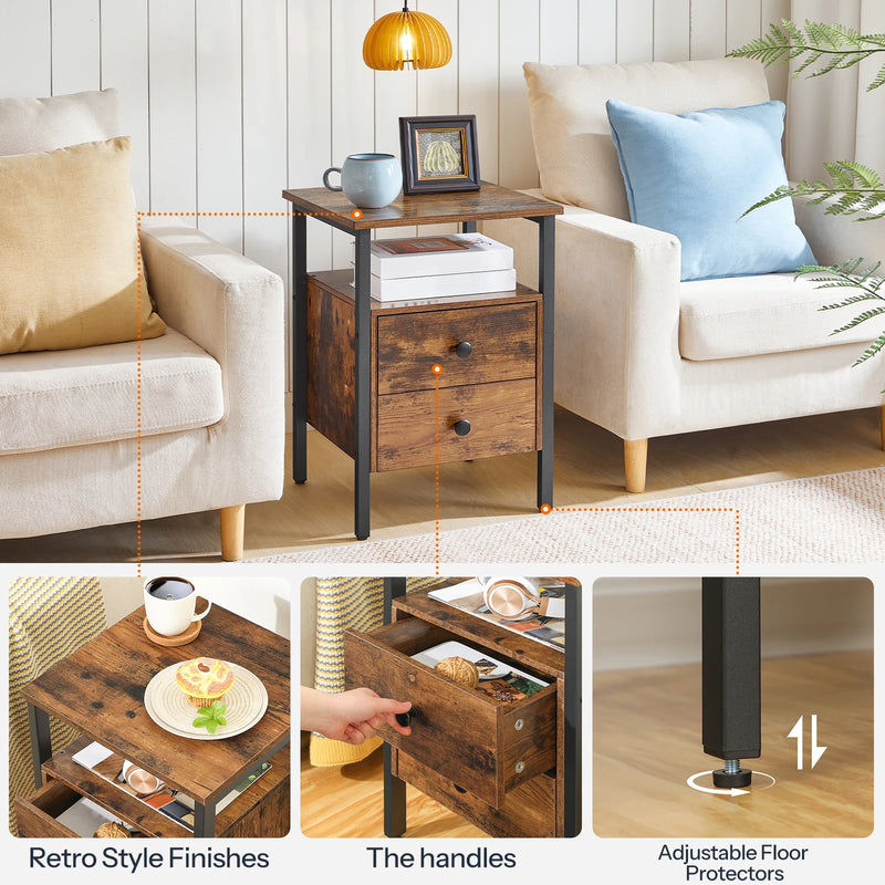 Nightstand Bedside Table with 2 Drawers