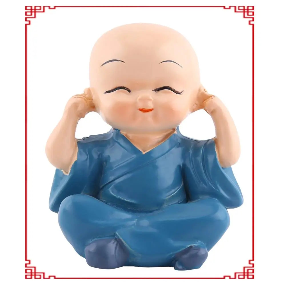 4 mini buddha monks resin figurines