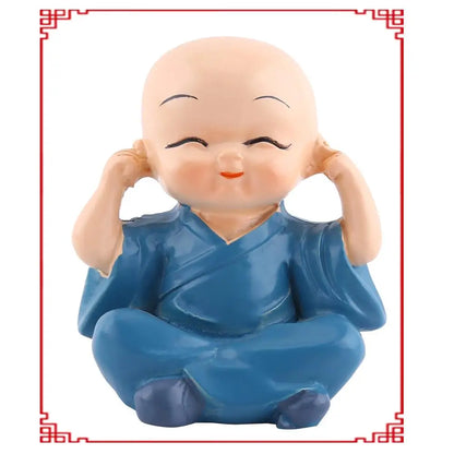 4 mini buddha monks resin figurines