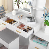 4-Drawer Dressing Table Set with Mirror Cabinet