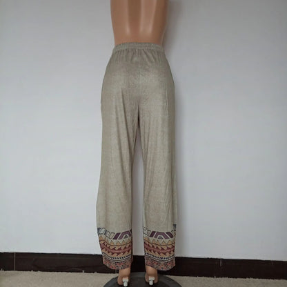 Casual vintage ethnic style with pocket pants