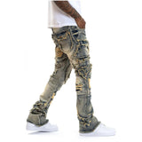 Fashion Ripped Stacked Jeans