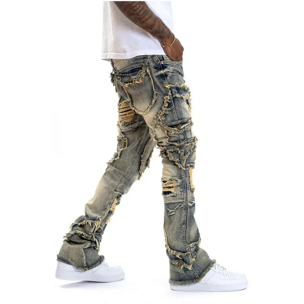 Fashion Ripped Stacked Jeans