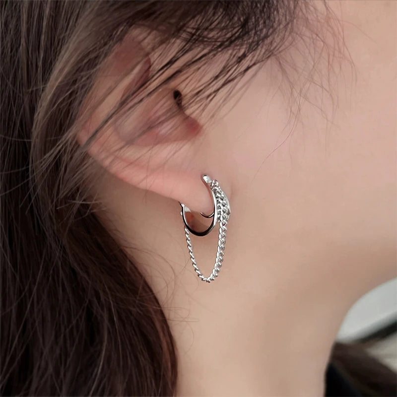 Copper Link Chain Clip Earrings