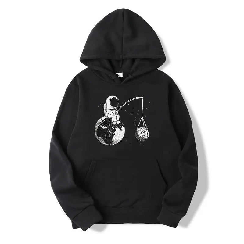 Cartoon Astronaut Print Fashion Hoodies