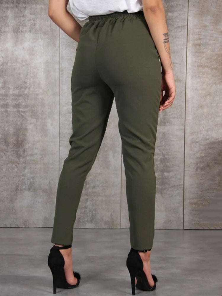 Casual slim chiffon high waist pants