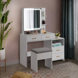 4-Drawer Dressing Table Set with Mirror Cabinet