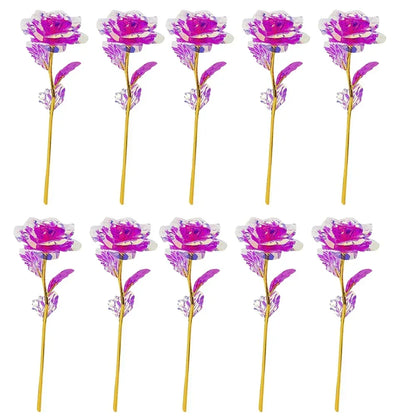 10pcs eternal colorful gold rose