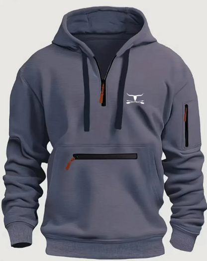 Zipper design solid color hoodie top