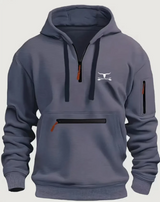 Zipper Design Solid Color Hoodie Top