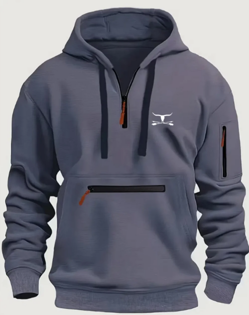Zipper Design Solid Color Hoodie Top
