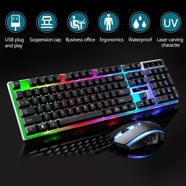 Mechanical LED Wired USB Gaming Keyboard Mouse Pad