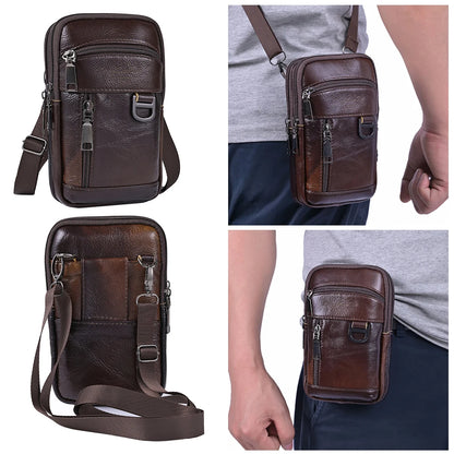 Genuine leather cowhide vintage belt pouch
