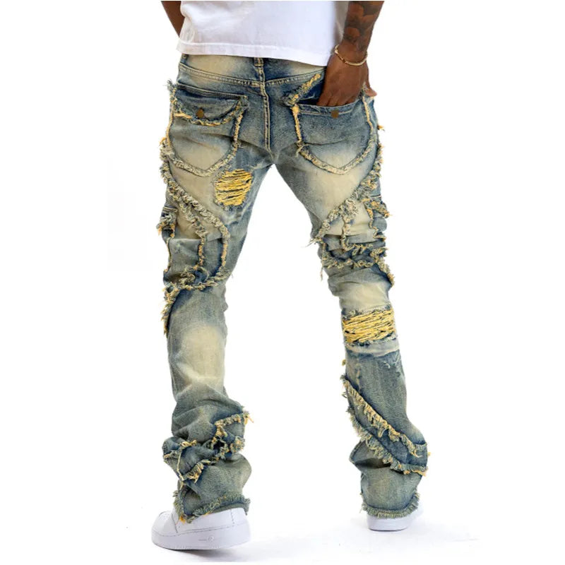 Fashion Ripped Stacked Jeans