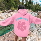 Women's Fleece Hooded Flower Embroidered Sweatshirt