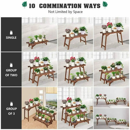 Corner plant shelves